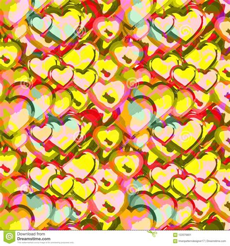 Vector Repeating Pattern Of Colorful Abstract Heart Shapes