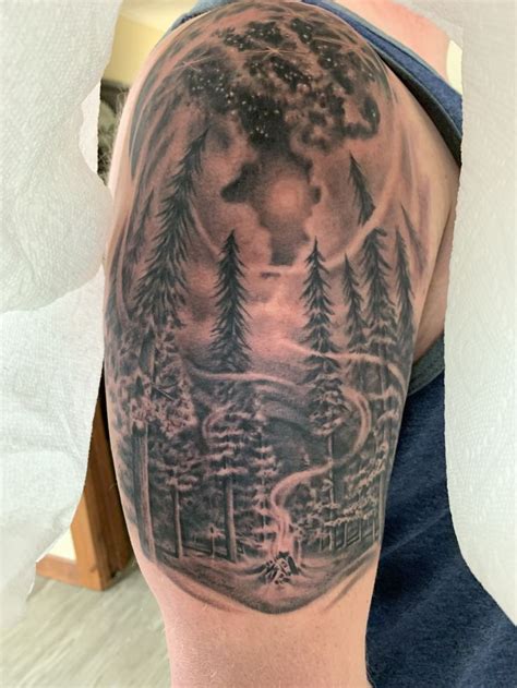 night sky campfire forest tattoo sky tattoos forest tattoos night sky tattoos