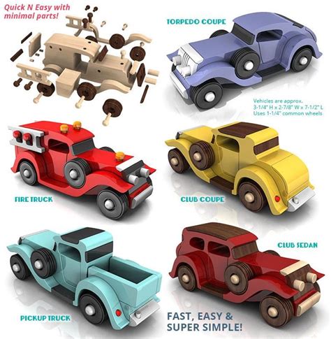 Wood Toy Plan Quick N Easy 5 Car Fleet 5 Pdf Downloads