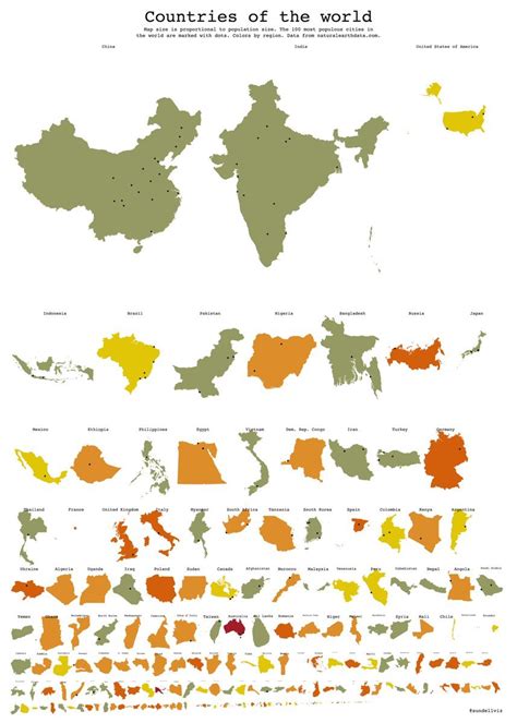 Countries Of The World Ranked By Population Size Maps On The Web