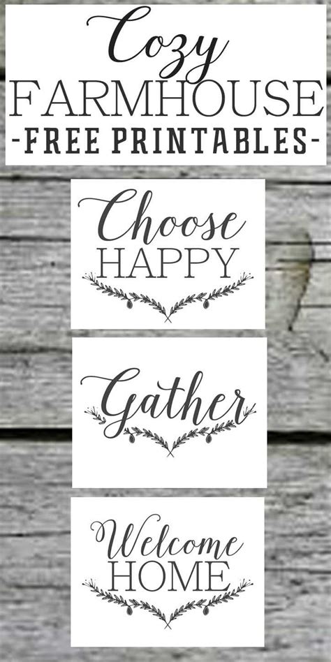 Farmhouse Free Printable Set Gather Choose Joy Welcome Home The