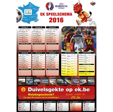 Met nog een week te gaan zijn de meeste voetbalfans al druk bezig met de voorbereiding voor het europees kampioenschap voetbal 2016. EK speelschema posters model Rode Duivels - 100 stuks | EK ...