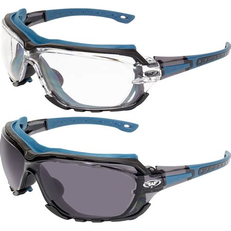 2 pair global vision octane sport motorcycle riding safety glasses blue gasket 1 with clear lens