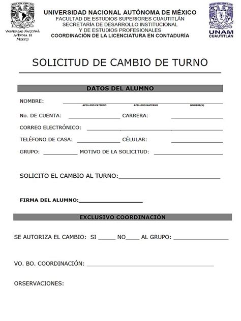 Solicitud De Cambio De Turno Laboral