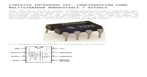 Circuito Integrado 555 Configuración Como Multivibrador Monoestable Y