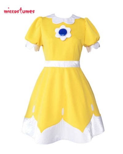 Princess Daisy Cosplay Costume Dress Yellow Woman Halloween Outfit Ebay