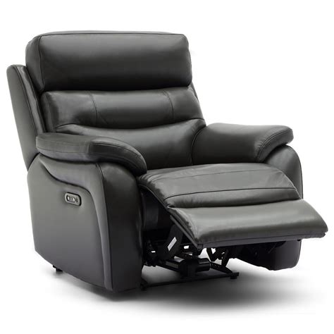 Search all products, brands and retailers of recliner armchairs: Fletcher Dark Grey Leather Power Recliner Armchair with ...
