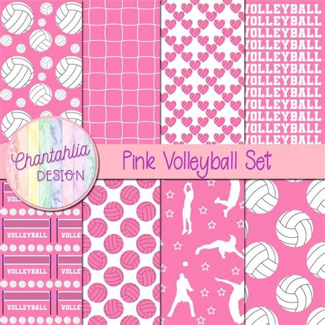 Free Pink Volleyball Digital Papers For Digital Scrapbooking And Crafts