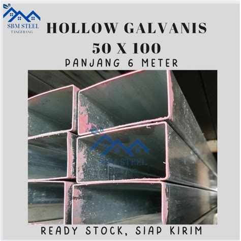 Jual Besi Hollow Galvanil 50x100 Tebal 11mm Full Panjang 6 M Kota