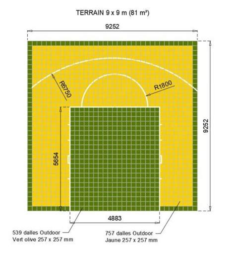 Demi Terrain De Basketball 9 X 9 M Couleurs Au Choix Terrain