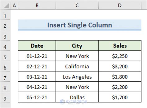 Insert Column With Name In Excel VBA 5 Examples