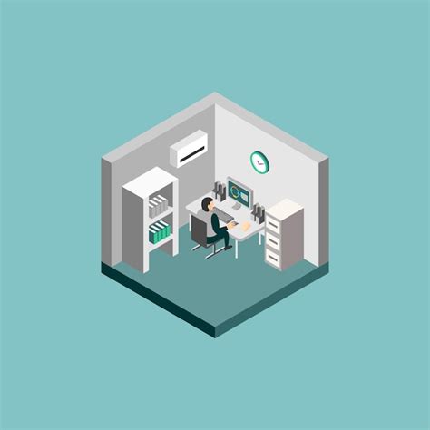 Premium Vector Isometric Office Room Illustration
