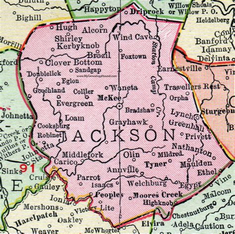 Jackson County Kentucky 1911 Rand Mcnally Map Mckee Annville Tyner Ky