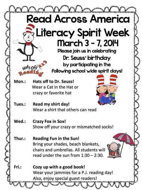 Read Across America Spirit Week Ideas Ideaswa