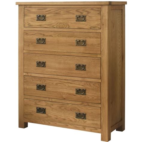 Rustic Saxon Oak Chest Of Drawers With 5 Drawers Furniture123