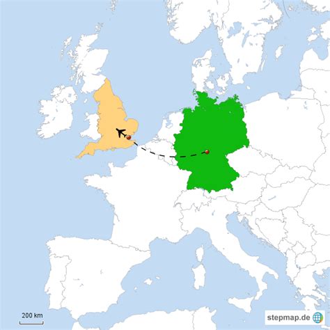 England is separated from continental europe by the north sea to the east and the english channel. StepMap - Deutschland - England - Landkarte für Deutschland