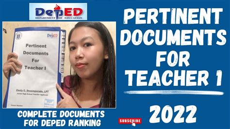 Download Pertinent Documents For Teacher 1 Deped Ranking 2022