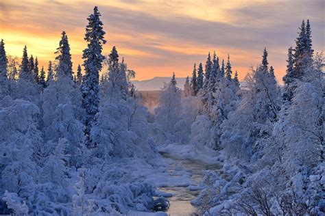 Sunset Winter River Snow Landscape Wallpapers Hd Desktop And