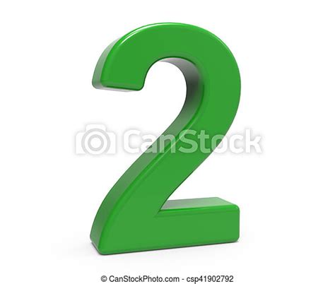 3d Green Number 2 Left Leaning 3d Rendering Green Number 2 Isolated