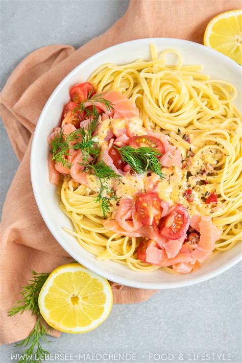 Pasta mit der besten Lachs -Sahnesauce
