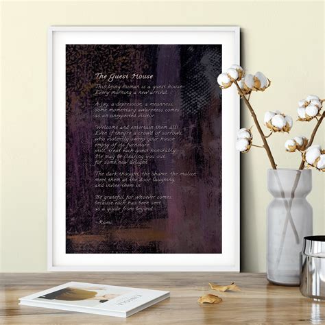 The Guest House Poem By Rumi Poetry Abstract Art Print Etsy