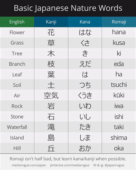 How To Say Basic Japanese Nature Words In 2020 Japanese Language Learning Japanese Phrases
