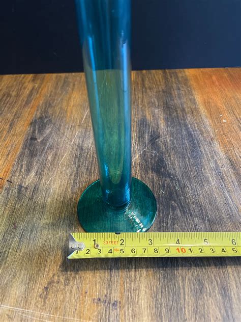 Vintage Greenblue Blown Glass Bulb Vase 12 Mcm Mid Century Etsy