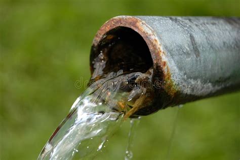 Water Running From Pipe Natural Fresh Clean Mountain Spring Stock Image