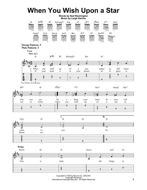 When You Wish Upon A Star By Leigh Harline Easy Guitar Tab Guitar
