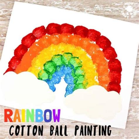Rainbow Cotton Ball Painting Kids Craft Room