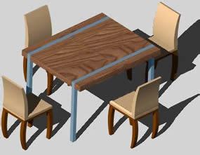 Free cad and bim objects 3d for revit, autocad, artlantis. 4 Seater Wooden Dining Table With Chairs 3D DWG Model for ...