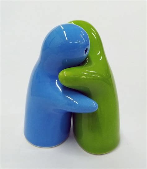 Salt And Pepper Love Hug Couple Ceramic Shaker Sky Blue And Etsy
