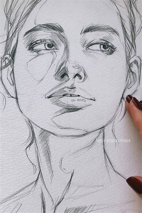 A Drawing Of A Womans Face Is Shown