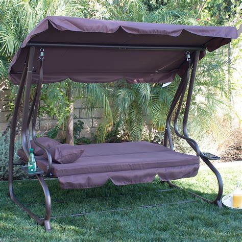 Shop from the world's largest selection and best deals for garden chairs, swings & benches. 3 Person Outdoor Swing W/Canopy Seat Patio Hammock ...