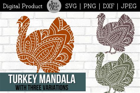 Turkey Mandala Svg Patterned Thanksgiving Turkey Cut File