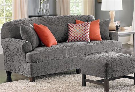 How to install recliner sofa slipcover. Stretch Jacquard Damask Two Piece Sofa Slipcover | Damask ...