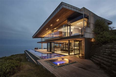 Dazzling Cliff Top Modern Wood Glass And Concrete Home By