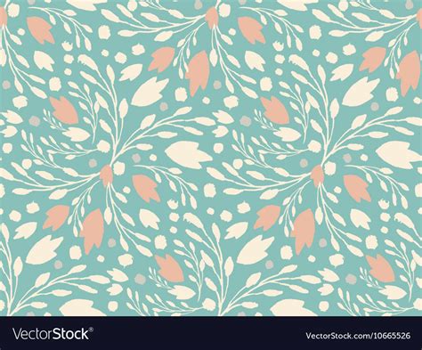 Organic Floral Pattern In Muted Green Color Vector Image