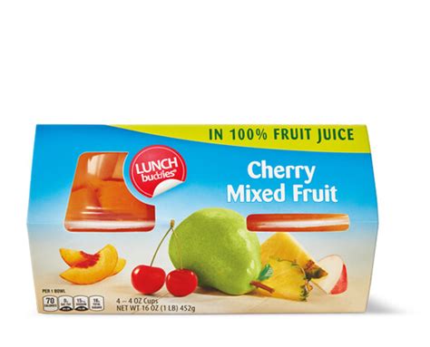 Lunch Buddies Fruit Cups In Juice Diced Pears Or Cherry Mixed Fruit