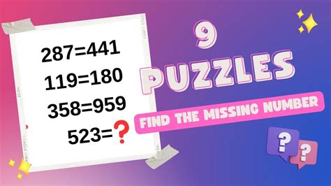 9 Numeric Puzzles With Solutions Find The Missing Number In The Puzzle