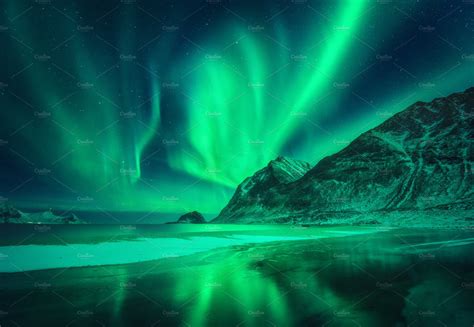 Green aurora borealis ~ Nature Photos ~ Creative Market