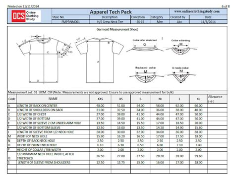 What Is A Specification Sheet In Fashion