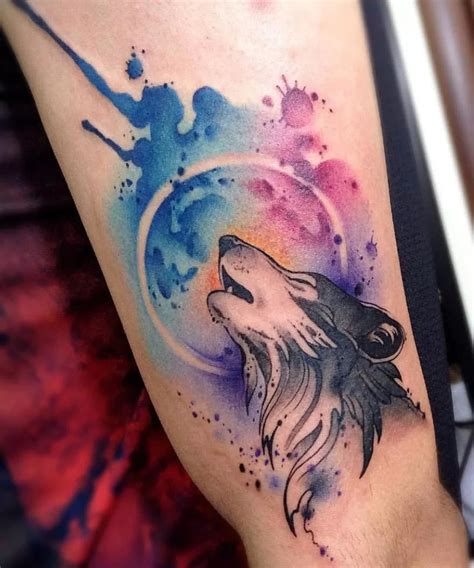 Wolf Howling Watercolor Tattoo Tattoogoto