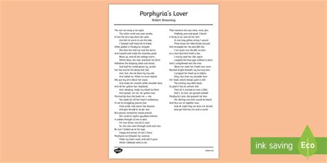 Porphyrias Lover By Robert Browning Poem Teacher Made