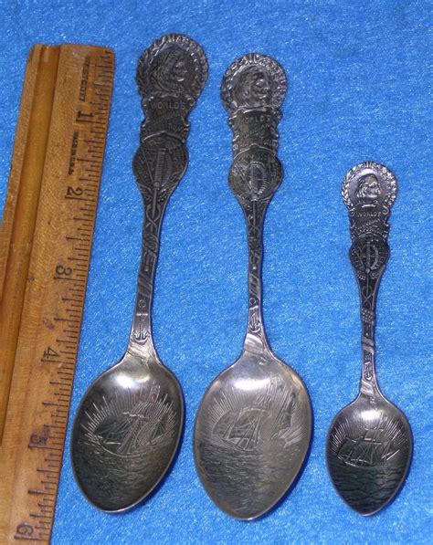 1893 Worlds Fair 3 Different Sizes Sterling Souvenir Spoon Columbus