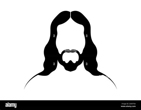 Jesus Christ Graphic Portrait Vector Black Silhouette Isolated On