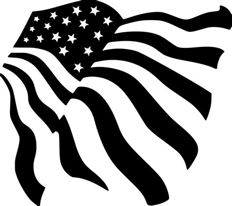 Clip Art American Flag With Black And White Stripes - Waving American png image