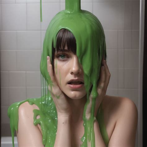 woman green slimed by theslimer on deviantart