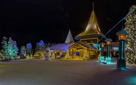 4k Saariselka Finland Lapland Region Christmas Houses Winter