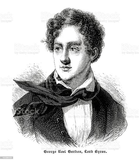 Lord Byron Antique Engraved Portrait Stock Illustration Download
